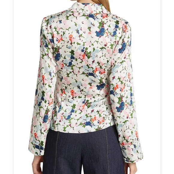 Cinq a sept Rou floral print wrap top , multi color, Size M - Picture 2 of 11